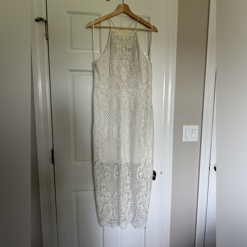 White midi dress, lace